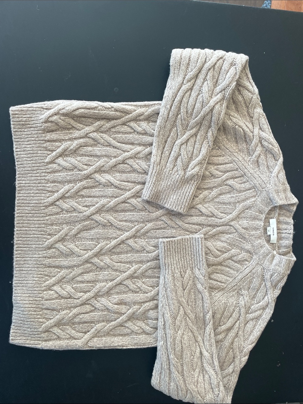Vince Cable Knit Crewneck Sweater in Beige